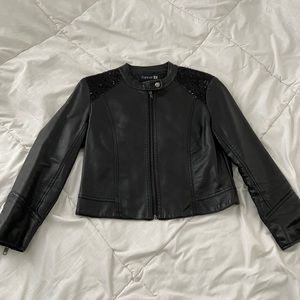 Forever 21 Sequin Shoulder Faux Leather Jacket